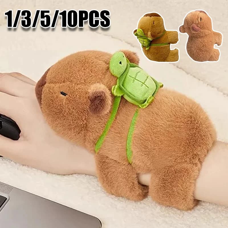 Braccialetto a scatto in peluche a forma di capibara, divertente anello da polso per bambini, idea regalo