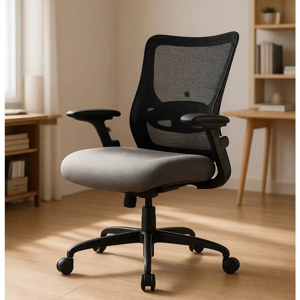 Sedia da Ufficio Ergonomica con Supporto Lombare Regolabile, Braccioli in PU a 3 Vie e Rete Traspirante per Casa, Ufficio e Gaming