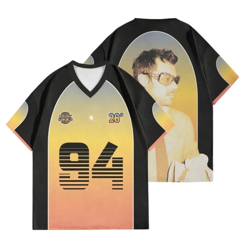 Women Harry Styles 94 V-Neck Jersey, Summer Oversized Quick Dry Breathable Tee for Pop Fan Streetwear, Daily Casual Outfit