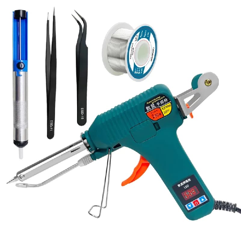 Pistola Saldatrice Elettrica Portatile a Riscaldamento Interno con Erogazione Automatica del Filo di Stagno, Strumento per Saldatura e Riparazione