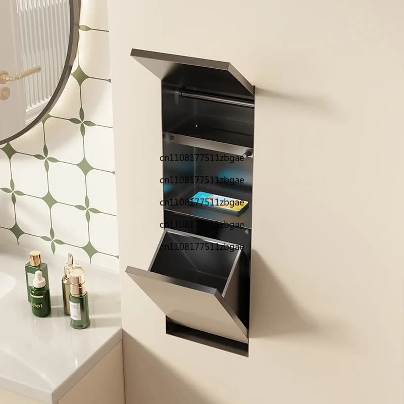 Can Toilet Tissue Box Tool Toilet Hidden Stainless Steel Niche Toilet Brush Embedded Trash