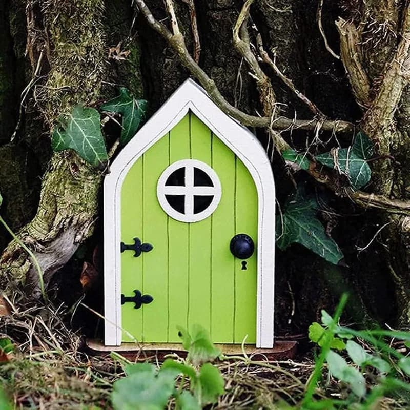 Porte fatate in miniatura Mini porta fatata Finestra Gnomo fata carino per la decorazione dell'albero da giardino Durata Sculture da giardino Statue