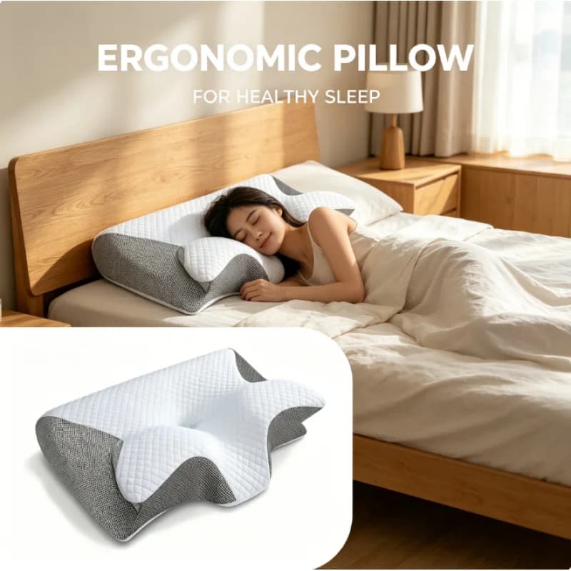 Cuscino Ergonomico in Memory Foam a Forma di Farfalla per Supporto del Collo e Sollievo dal Dolore, Comfort per Chi Dorme sullo Stomaco