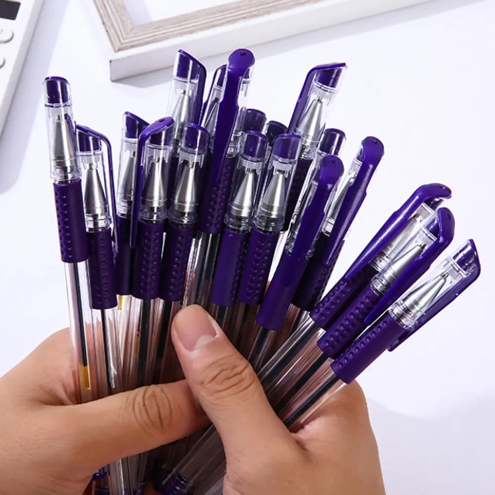 10 penne gel con punta a proiettile da 0,5 mm per una scrittura fluida, penne a sfera con inchiostro viola, perfette come forniture di cancelleria per studenti, esami
