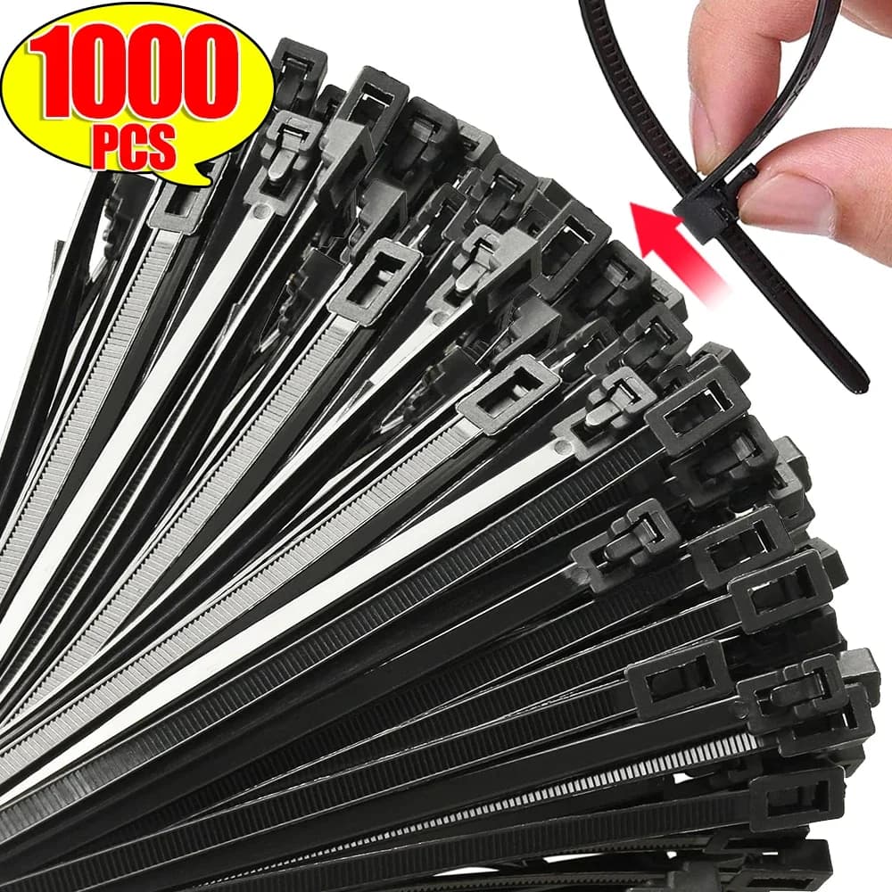 1000/100PCS Fascette Rilasciabili Autobloccanti di Plastica Nylon Anello di Fissaggio Slipknot Cavo Organizzatore Cinghia di Blocco Zip Fascette Raccoglitore