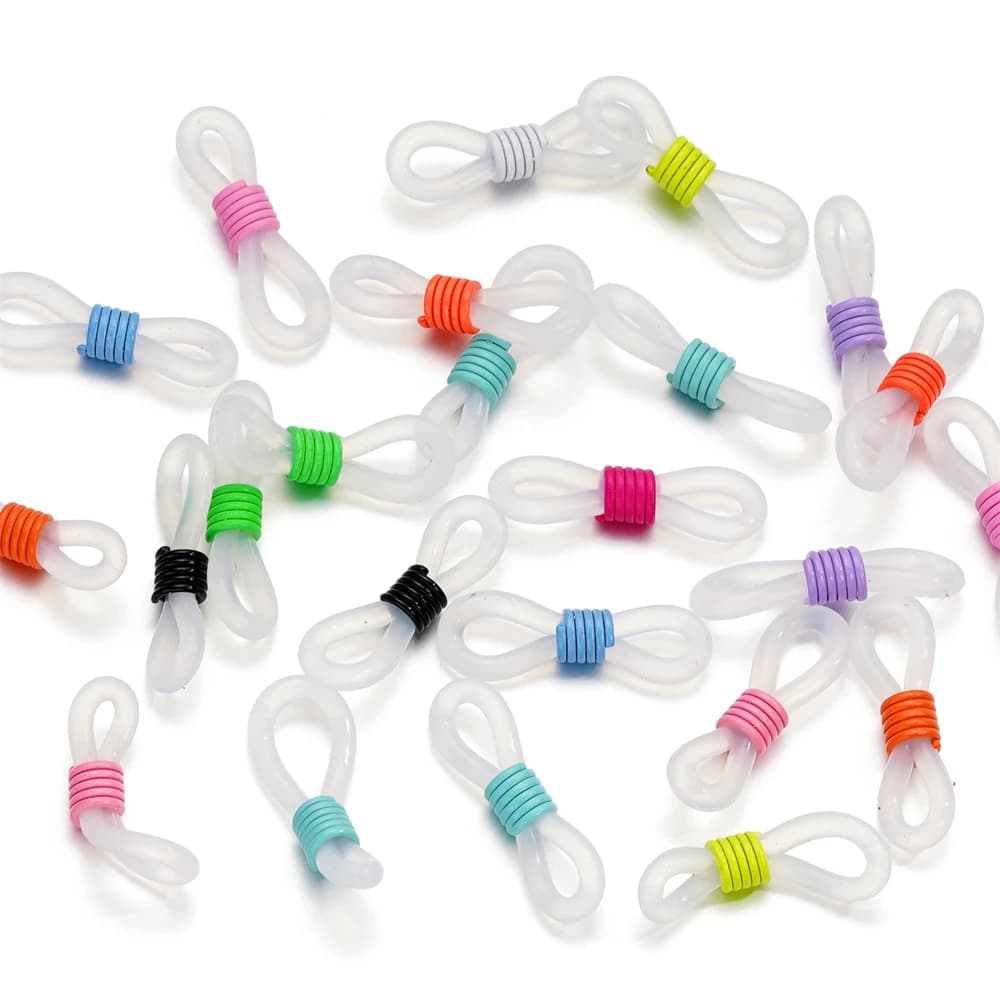 50 Pezzi Terminali per Catenelle da Occhiali, Connettori Regolabili in Silicone a Molla per Portaocchiali, Collane e Creazione di Gioielli Fai-da-Te