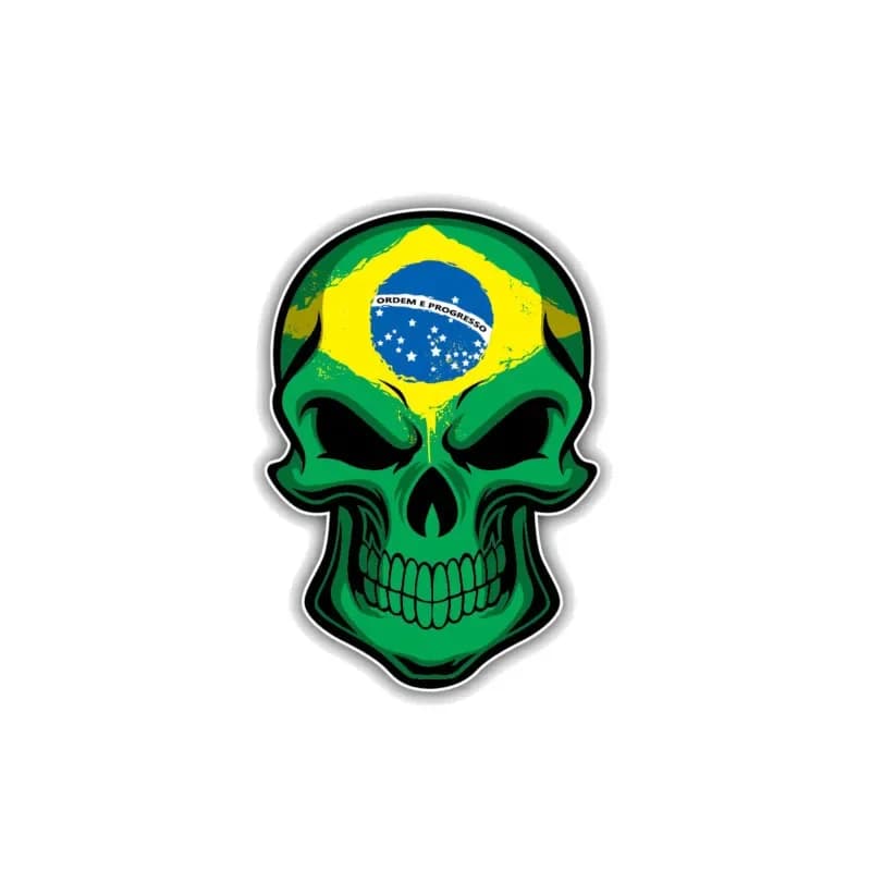 Wall sticker for reflective car creative Brazilian flag personality skull accessories decal for PVC waterproof solar protection, 7cm * 10cm