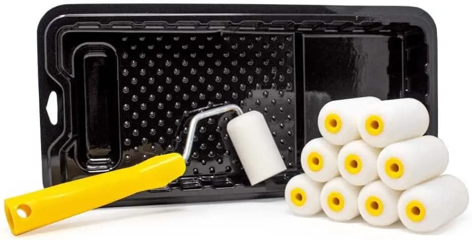 Foam Roller Kit for Fine Finishing 2 Inch with Tray, Handle and 10 Rollers - Supplies for Home Painting