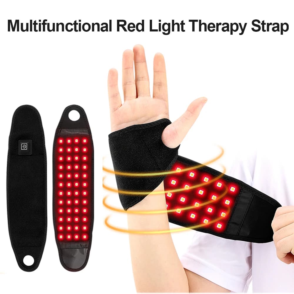 Fasce da polso sportive per terapia della luce rossa 660nm 850nm 48 lampade Cintura a infrarossi Supporto per tutore Protezione per il polso Promuove la circolazione sanguigna