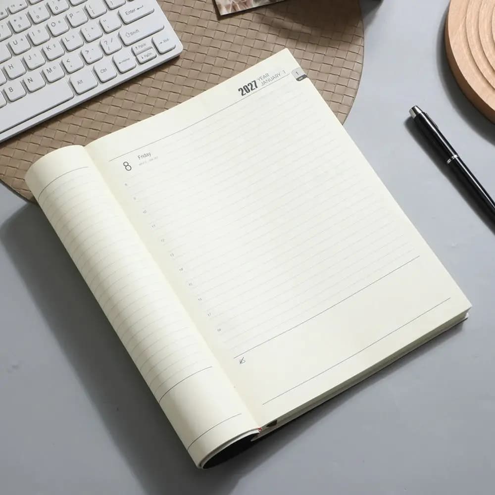 New PU 2027 Daily Planner Hardcover A4 Daily Plan Notebook Lined Pages Organizer Notebook Personal Scheduling