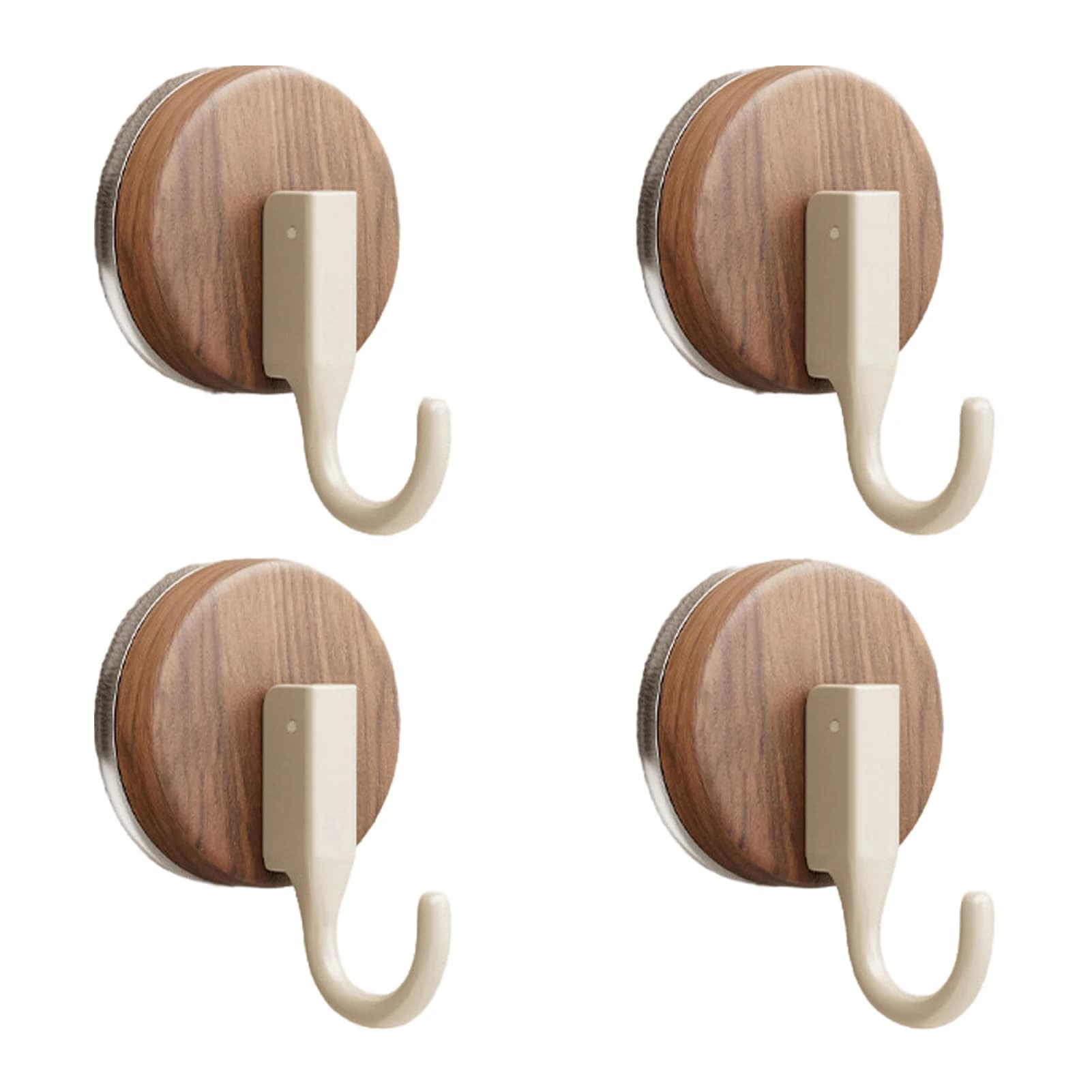 4pcs/set Bathroom And Kitchen Items Organizer Suction Cup Hooks For Door Wreaths No Residue Four Hooks Wood