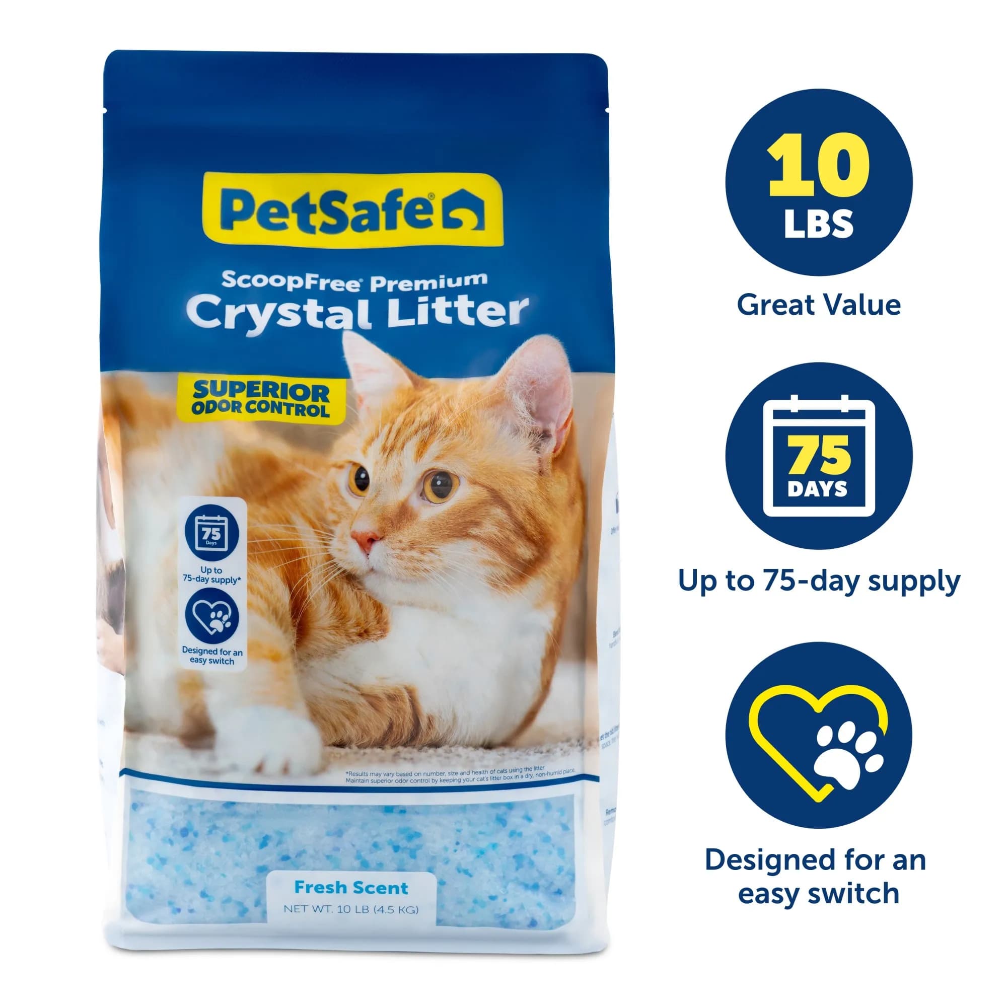 Premium Fresh Crystal Cat Litter 10 lb Bag for Long-Lasting Odor Control Up to 2.5 Months