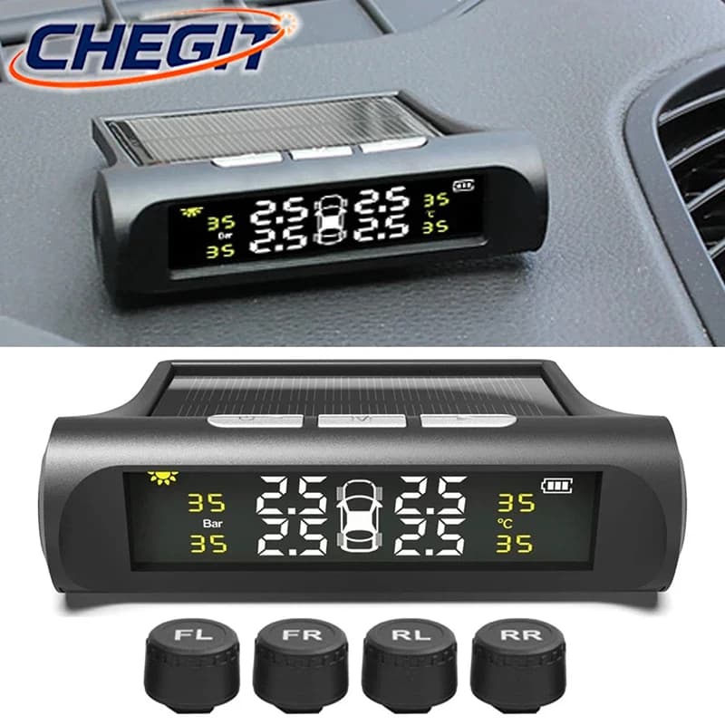TPMS Pneumatic Pressure Monitoring System with Digital LCD Display, 4 Internal/External Parts, Auto Security Systems, Car Accessories
