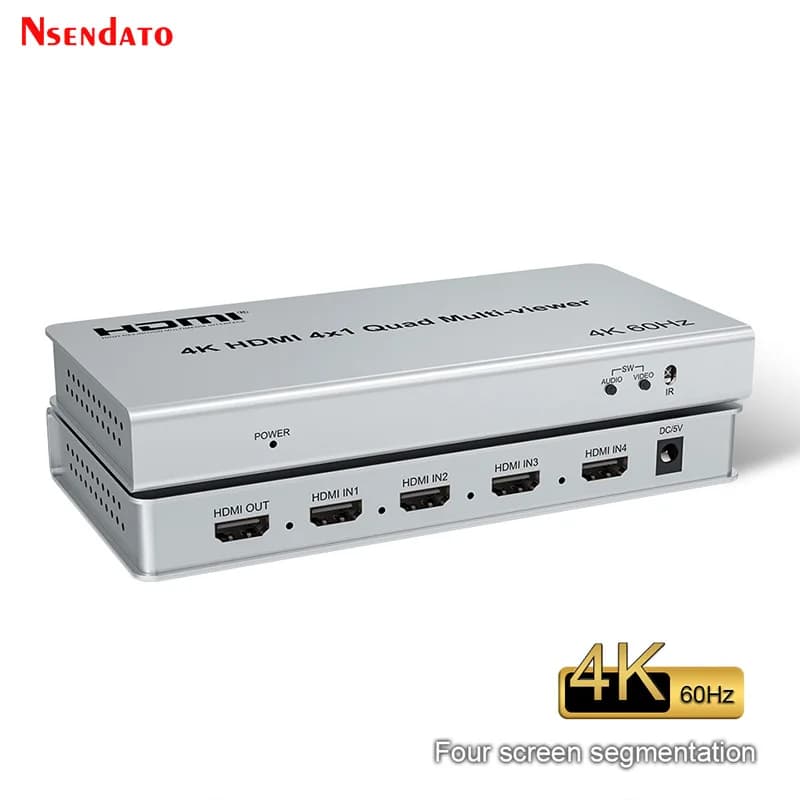 Switch Multiviewer HDMI 4X1 4K 60Hz, 4 Ingressi 1 Uscita, Multiviewer HDMI Senza Interruzioni per Schermo con Rotazione 180'/270' e Funzione PIP Picture-in-Picture