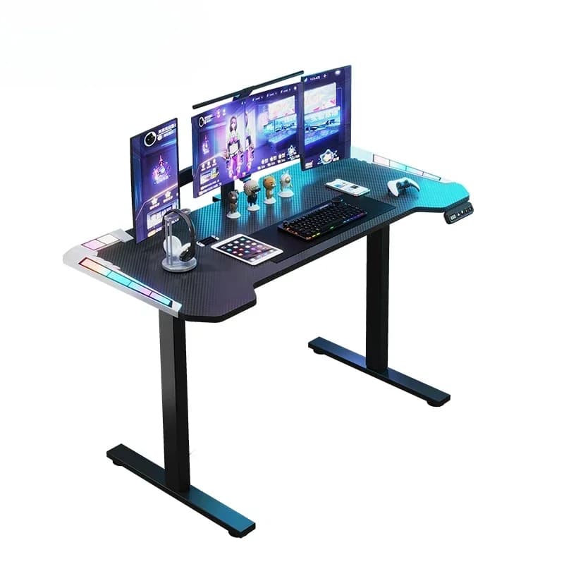 l Per Idraulica Smart PC Tavolo da gioco Luci a LED Illuminazione RGB Sedia Durevole Telaio in fibra di carbonio Eureka Scrivania ergonomica