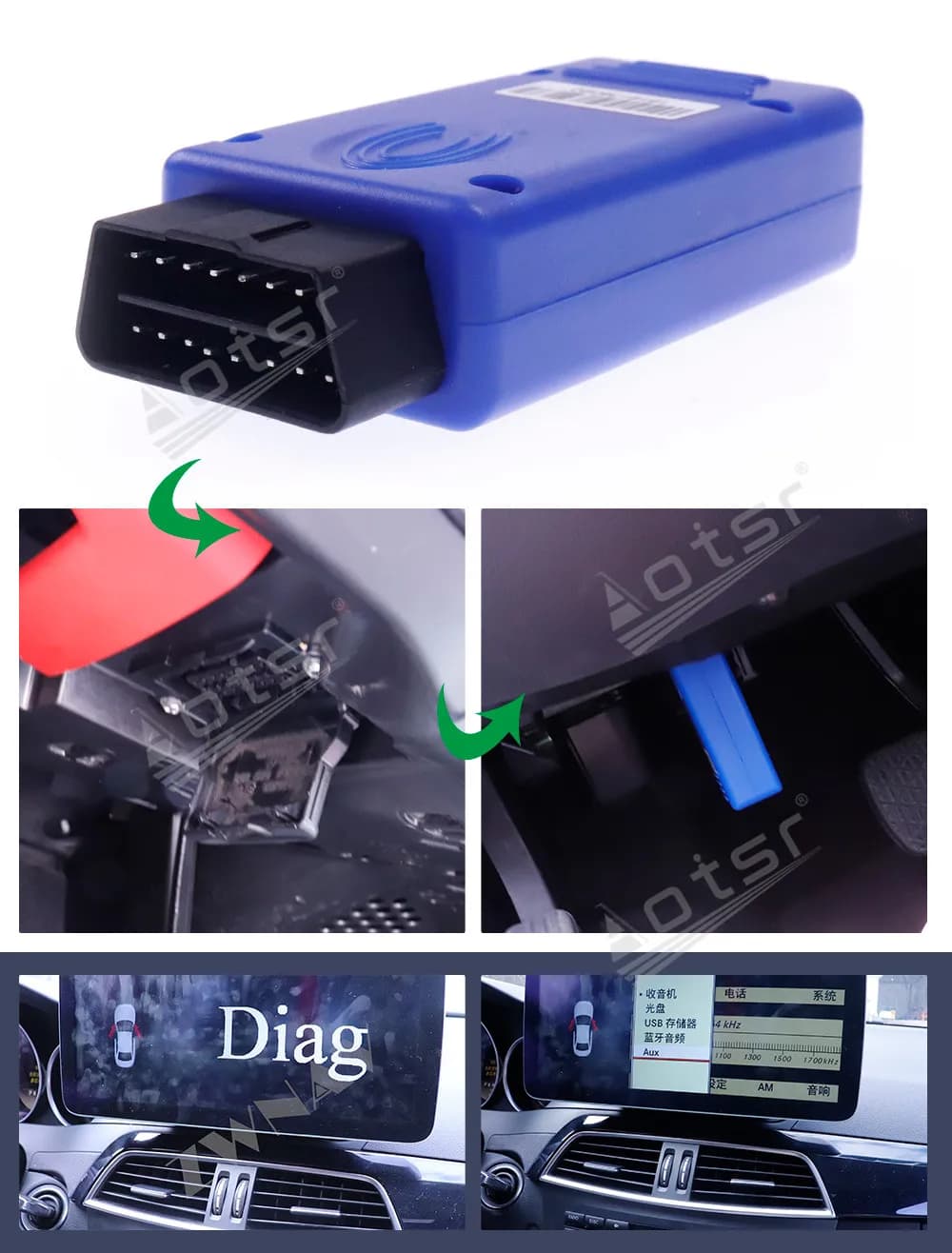AUX Activation Tool OBD for Mercedes-Benz NTG 4.5 and NTG 4.0 OBD II for Android Auto Activation Tools Kit