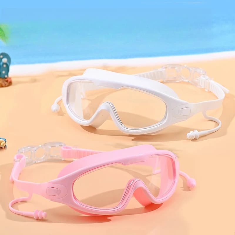 Occhialini da nuoto per bambini, ad alta definizione, impermeabili, antiappannamento, con lenti grandi