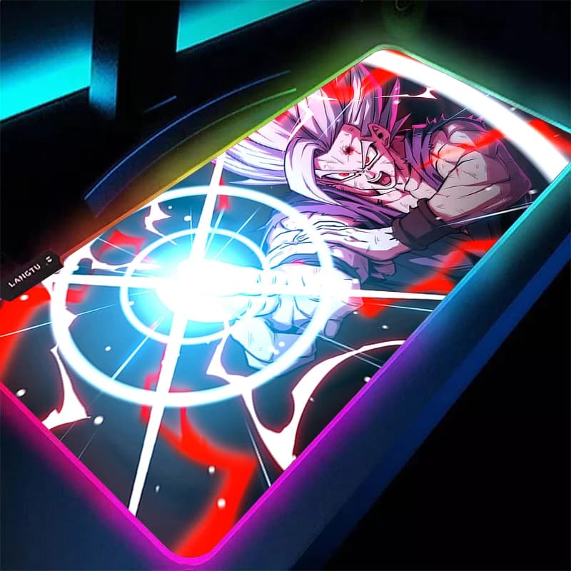 Tappetino per mouse da gioco Computer Anime Dragon Balls Tappetino da scrivania Tavolo a LED Tappetino per tastiera RGB Cuscino per tappetino per mouse posteriore antiscivolo in gomma per laptop