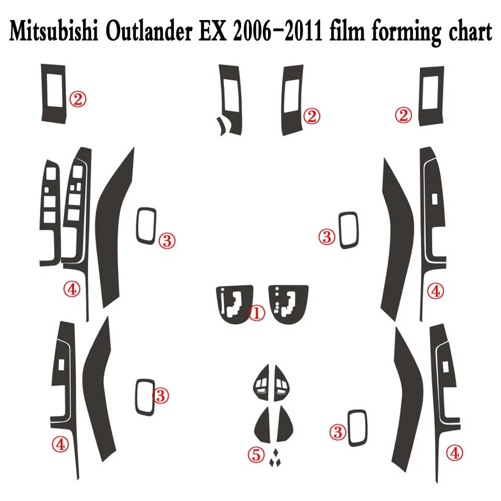 For Mitsubishi Outlander 2006-2011 Interior Central Control Panel Door Handle Carbon Fiber Sticker Decals Car styling Accessorie