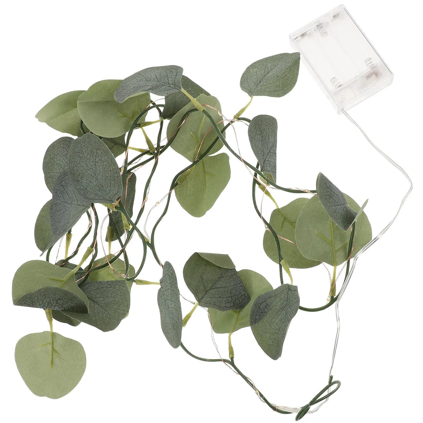 Ghirlanda Luminosa a 20 LED con Foglie di Eucalipto e Vegetazione Realistica per Decorazioni Natalizie da Parete, Porta, Arco, Tavolo, Interni
