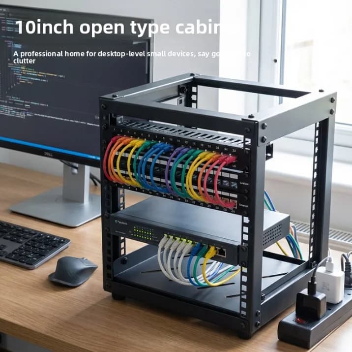 For NAS Router Switch Home Network Equipment Storage 10 Inch Open Desktop Network Rack Natural Unprocessed Wood Cabinet