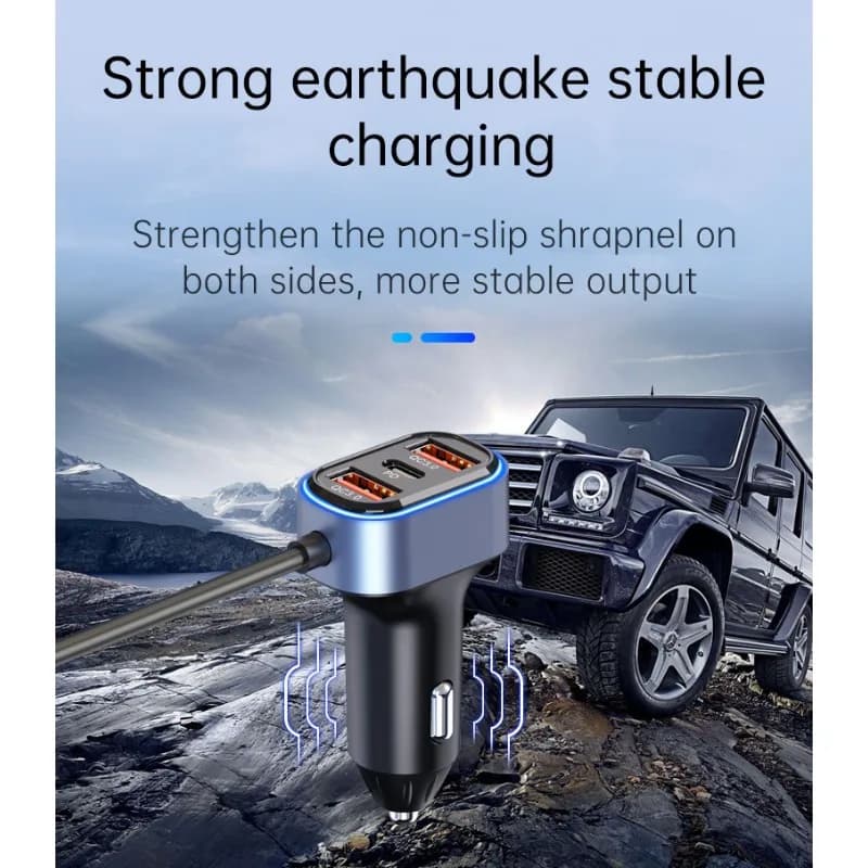 75W Fast Car Charger PD30W The Front and Rear of The 5-port Expansion Car Are Charged Simultaneously 1 Type-c 4 USB 1.5m Cabe