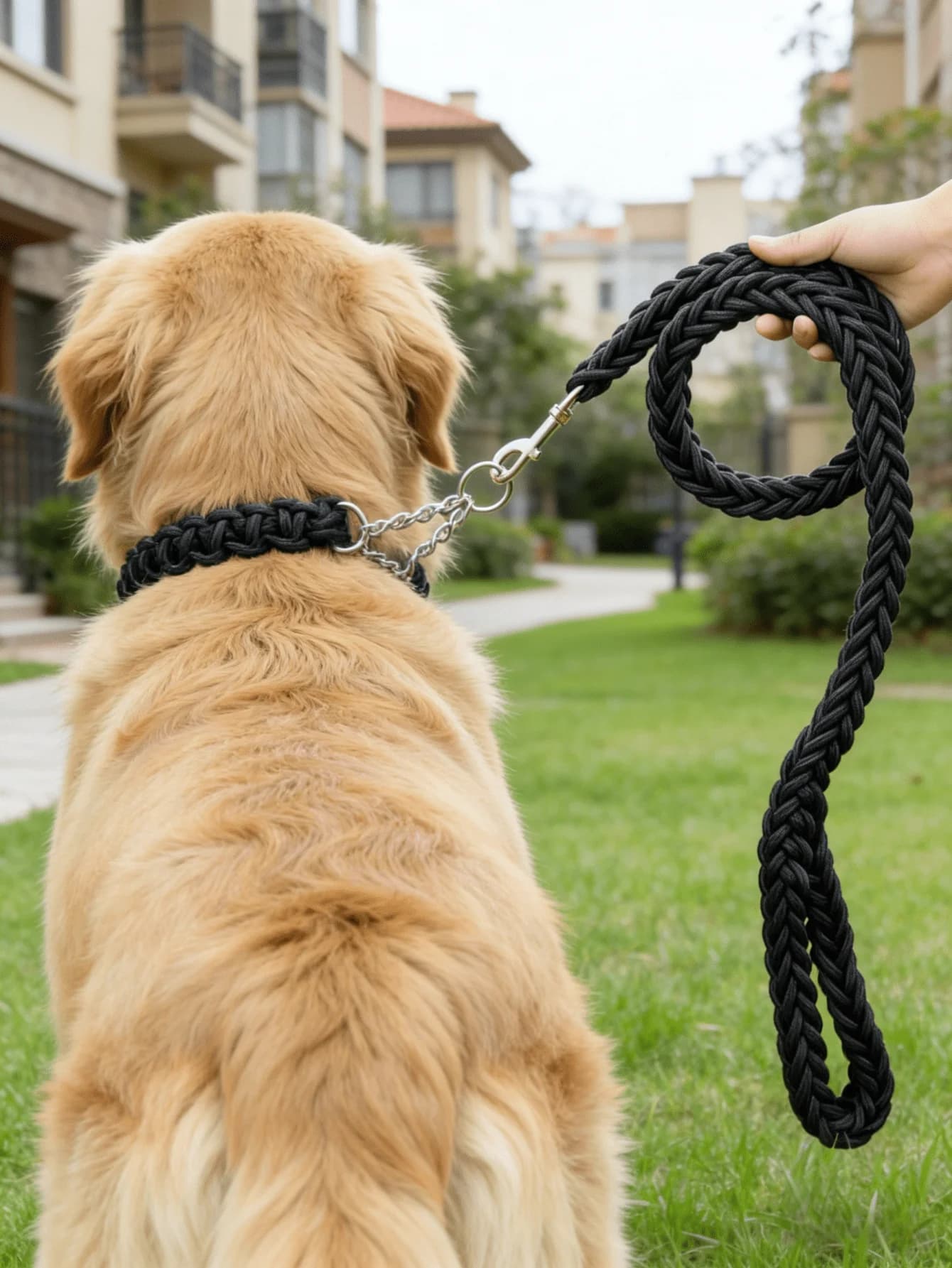 Set Guinzaglio e Collare in Nylon Intrecciato a 8 Fili, Antiesplosione, per Cani e Gatti, per Passeggiate all'Aperto