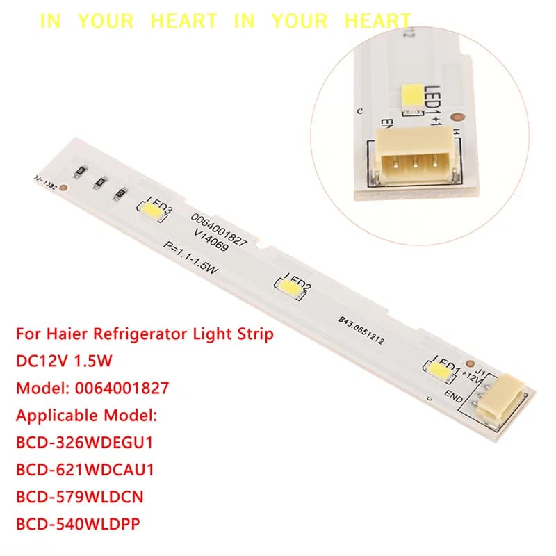 【X】Barra luminosa a LED DC12V 1.5W per frigorifero/congelatore Haier BCD-575WDBI, accessori fai da te per frigorifero, RoHS 0064001827