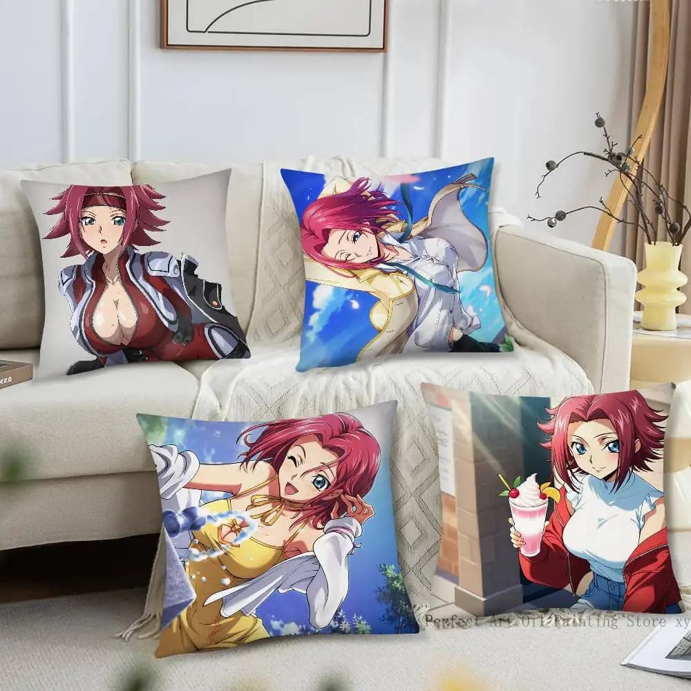 Federa per cuscino con personaggio animato Kallen Code Geass, federa quadrata alla moda per camera da letto, divano, decorazione per il tempo libero