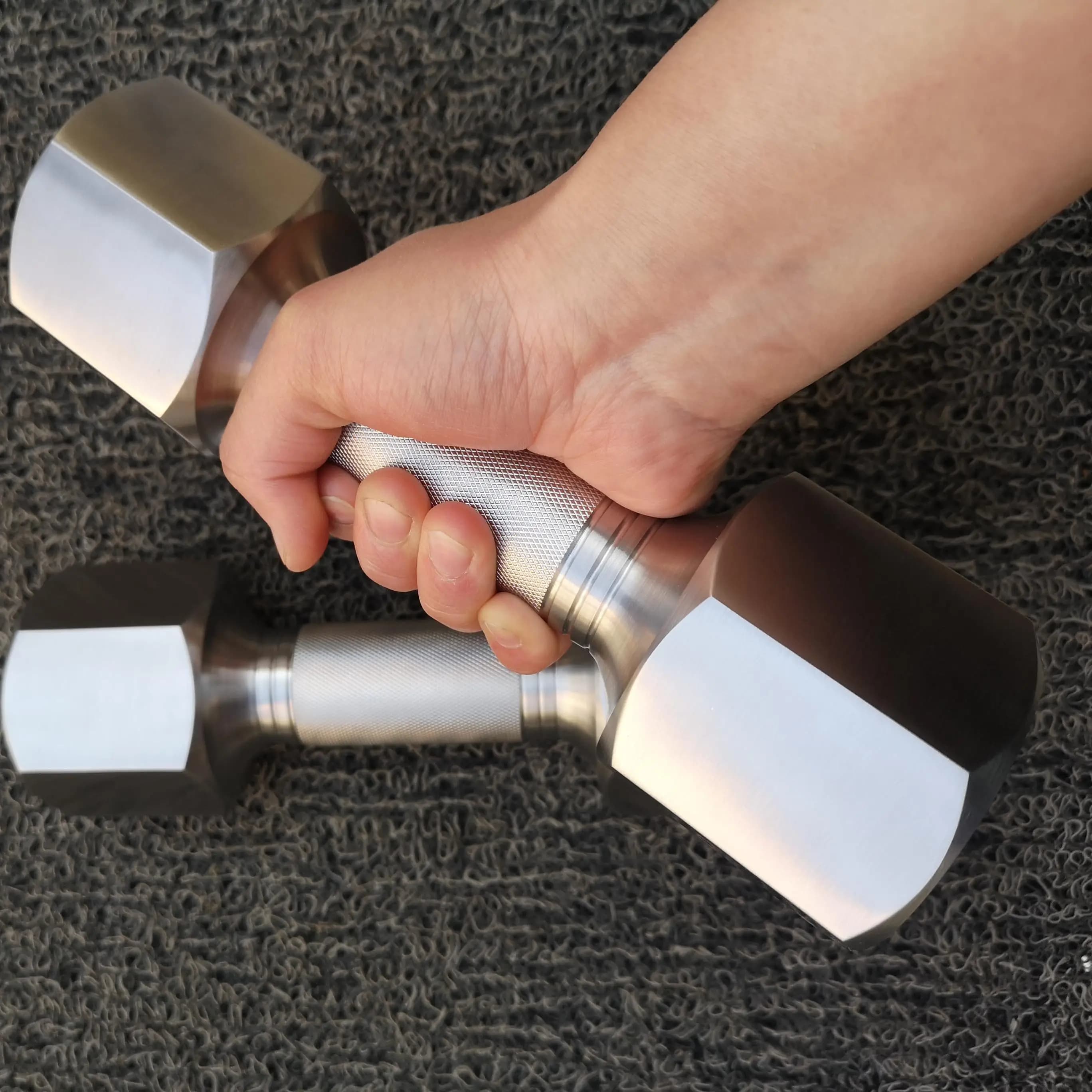 Hexagonal Dumbbell 304 Stainless Steel Fixed Integrated Dumbbell Dumbbell