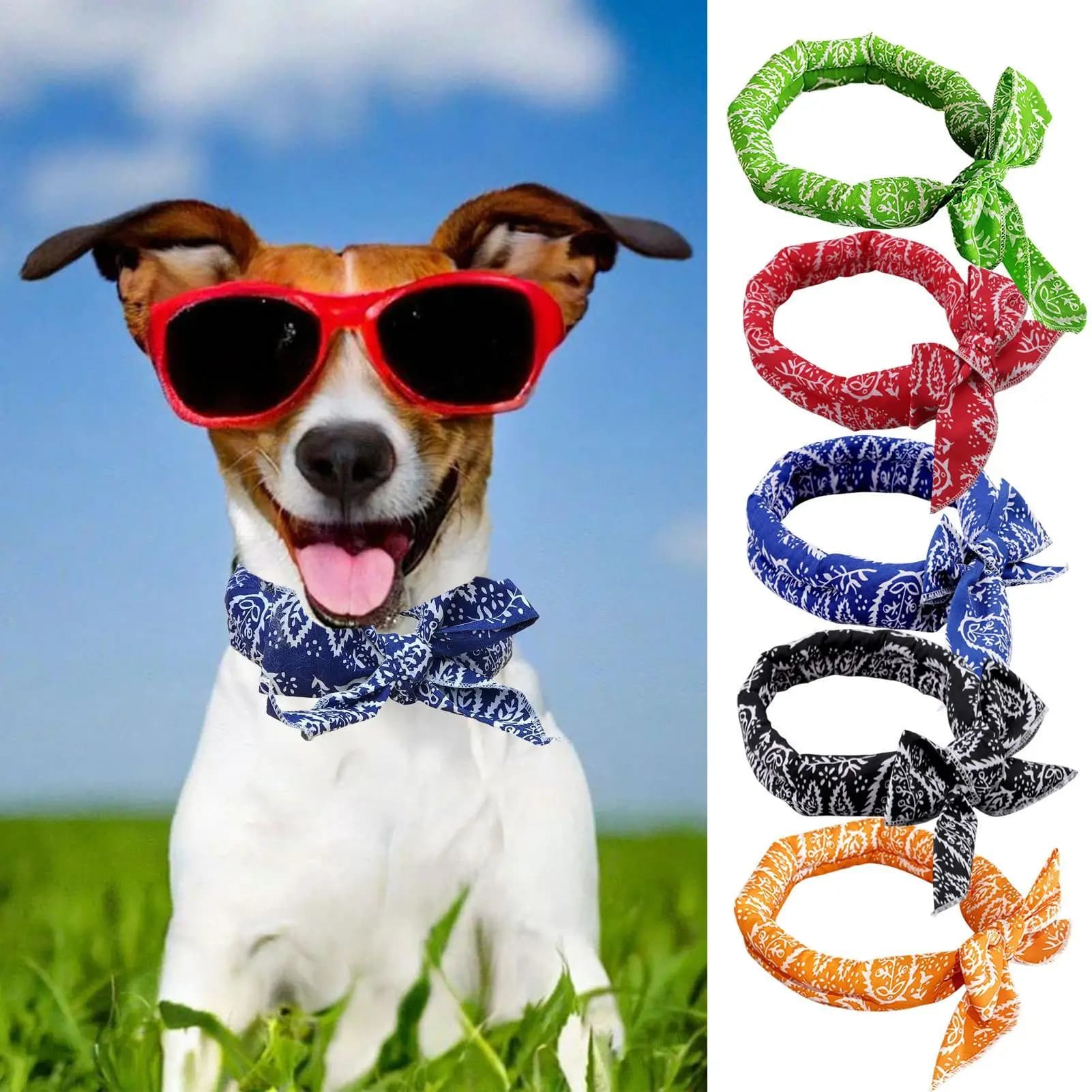 Cooling Bandana for Dogs Instant Breathable Collar Ice Dog Pet Bandana Scarf Wrap for Puppy Kitten Small Medium Large Breeds