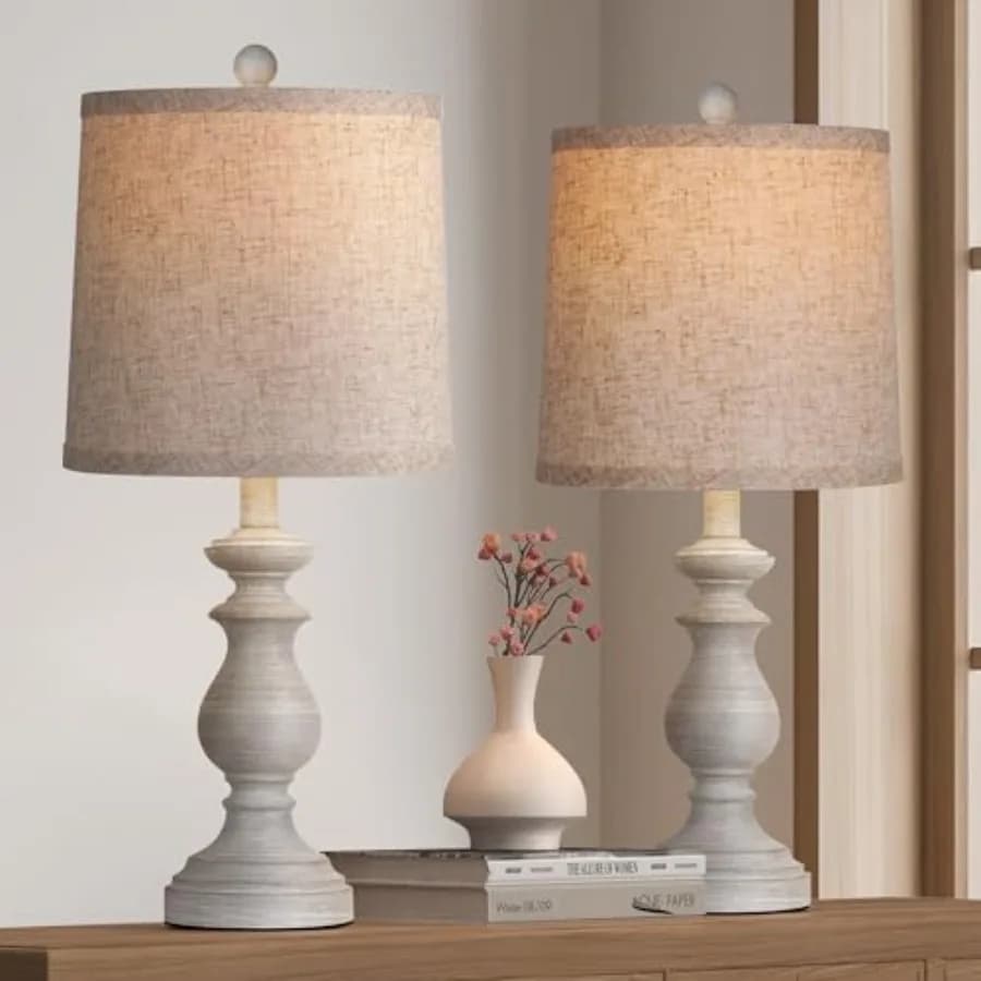 Set di 2 Lampade da Tavolo Tradizionali, Lampade Rustiche Stile Fattoria per Soggiorno e Camera da Letto, Lampade da Comodino Vintage da 22 Pollici