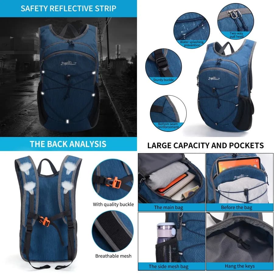 【Nuovo stile】Nuovo - Zaino da escursionismo impermeabile ultraleggero da 20 litri, zaino da trekking, zaino sportivo