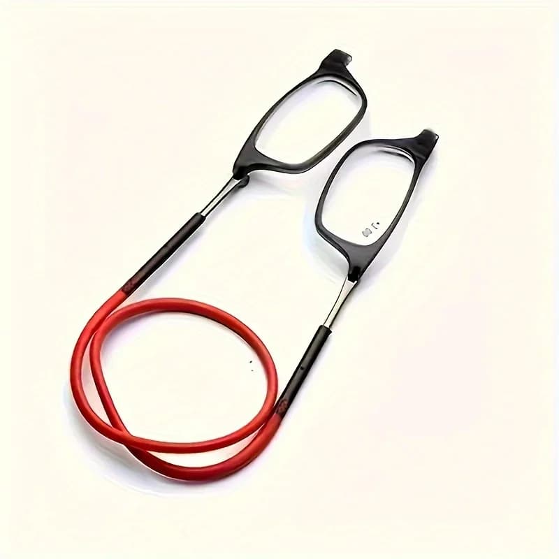 1pc Occhiali da lettura portatili ultraleggeri con magnete appeso al collo, Occhiali da vista full frame anti-luce blu da uomo e da donna da +100 a +400