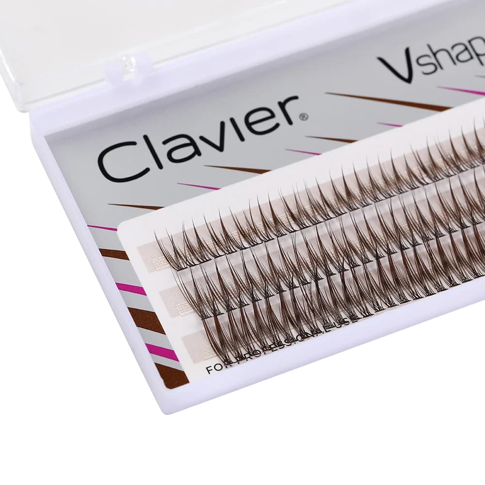 Clavier Clavier Vshape Nuovo arrivo Ciglia marroni Individuale Ciglia fai da te 3 file Ciglia finte per trucco Ciglia naturali di vendita calde