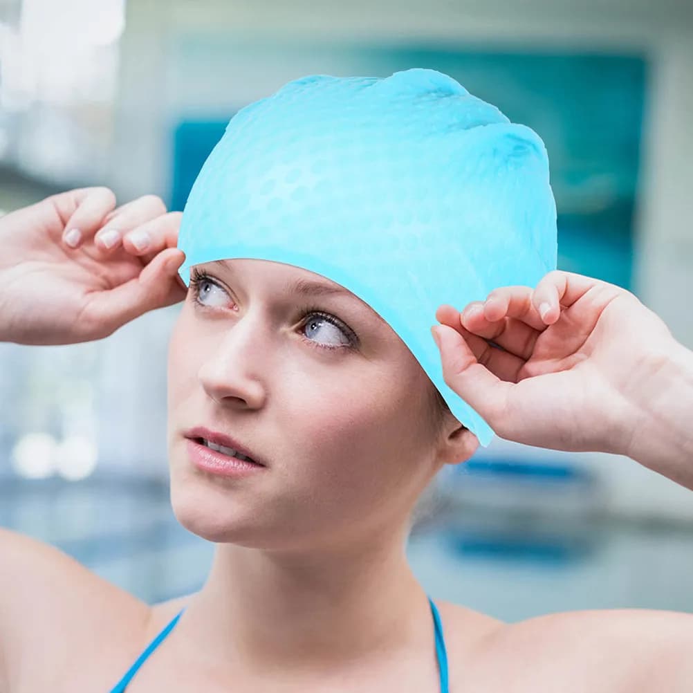 2Pcs Swim Hat Silicone Swim Cap for Adults Comfortable Swimming Hat Hair Protection for Men Women Swimming Cap