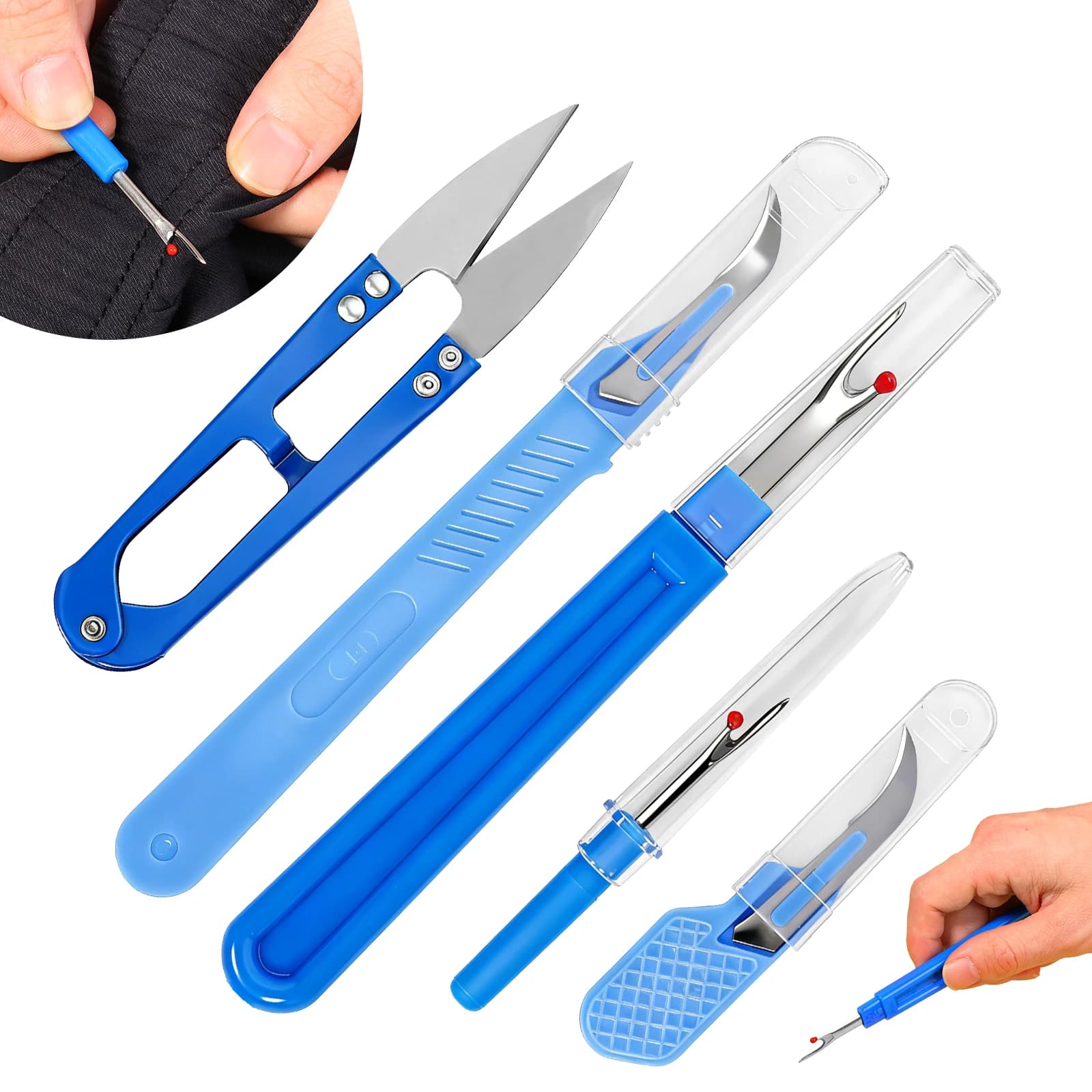 Kit Professionale per Rimozione Fili da Cucito con Manico Antiscivolo per Quilting, Pelle, Punto Croce e Forniture da Cucito