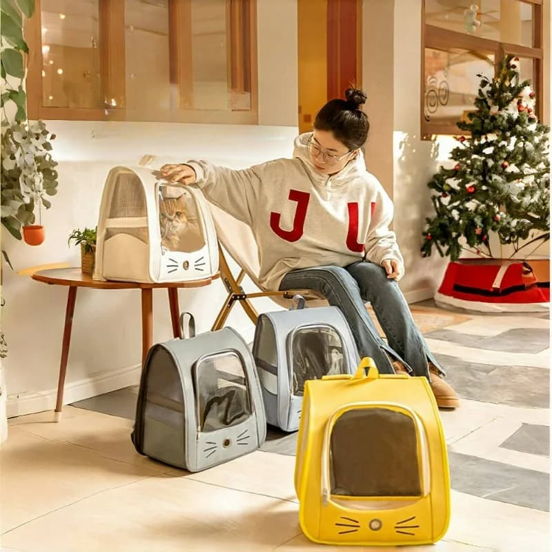 Zaino per animali domestici Borsa per gatti multifunzione Trasportino per gatti pieghevole Cani portatili Gatti Trasporto Accessori per animali traspiranti Ampio spazio
