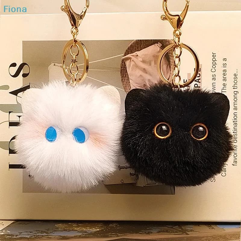 ✔ Portachiavi con Pompon a Forma di Gattino, Morbidi Ciondoli Pelosi per Borse con Grandi Occhi, per Zaini e Chiavi
