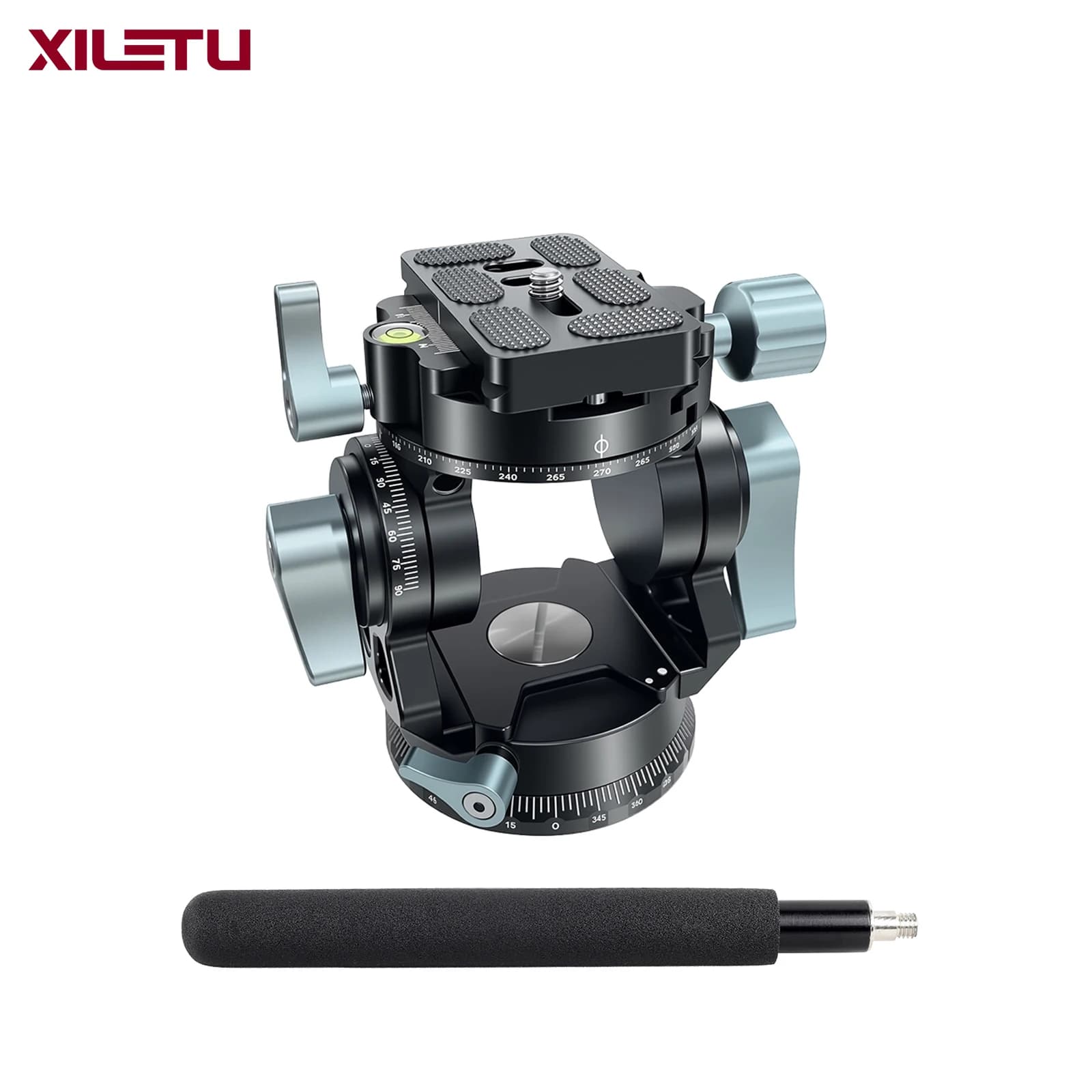 XILETU Cimapro 360 ° Testa Panoramica Idraulica per Video con Impugnatura Staccabile e Piastra Arca Swiss, Carico Massimo 8kg per Treppiede Fotocamera DSLR