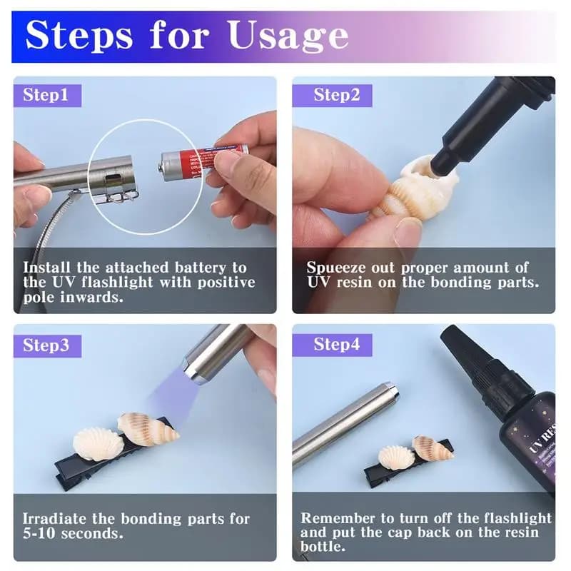 25/50g UV Resin Glue for DIY Jewelry Making Crystal Epoxy Resin and UV Lamp High Transparency Fast Drying High Hardness