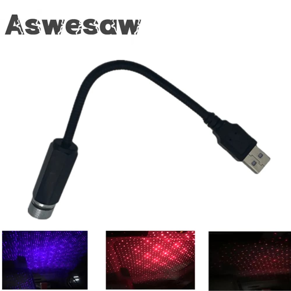 Luce ambientale per stelle sul tetto dell'auto Lampada per atmosfera notturna USB romantica Decorazione per interni domestici Mini proiettore da soffitto Galaxy regolabile