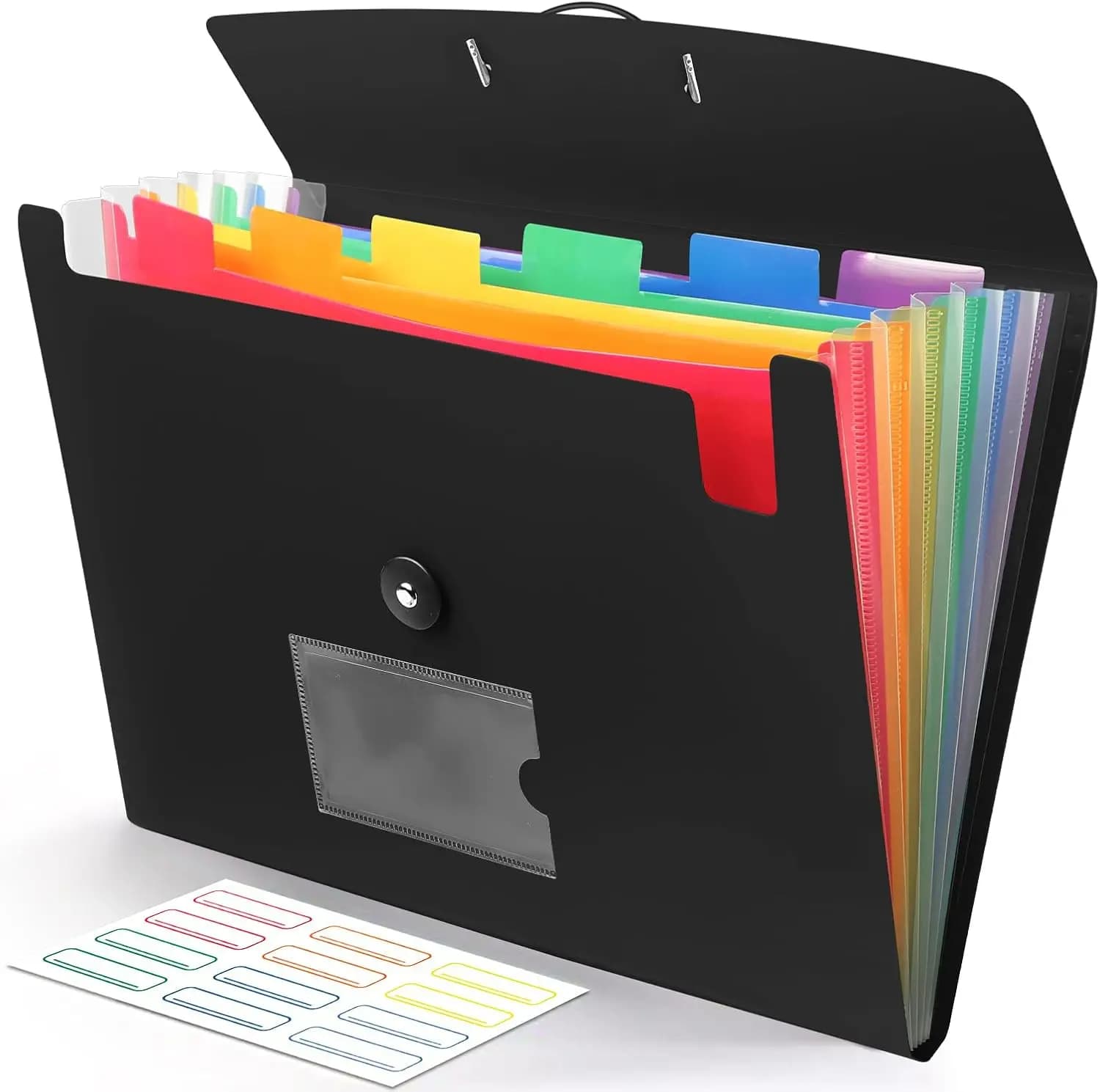 Cartella Portadocumenti Espandibile a 7 Tasche con Etichette, Organizzatore in Plastica per Documenti Formato Letter e Carte A4