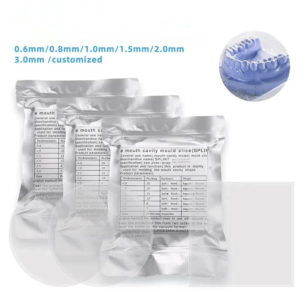 20 pz Laboratorio Dentale Ortodontico Stecca Fermo Fetta Vuoto Che Forma Copriletto Morbido Duro 0.8/1.0/1.5/2.0mm Materiale Termoformatura