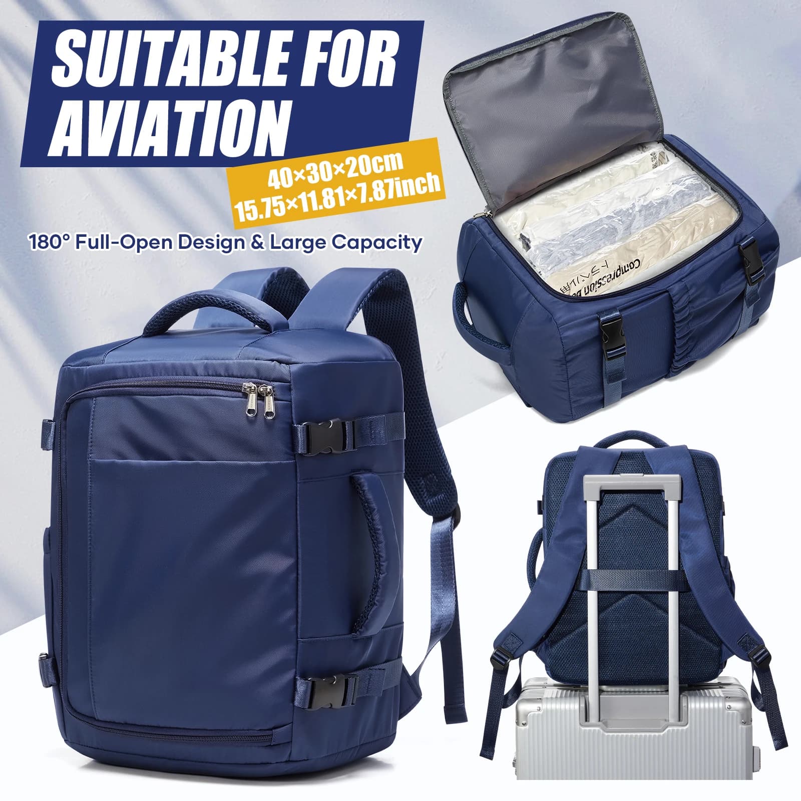 Bagaglio a mano Ryanair 40x30x20, borsa da cabina sotto il sedile, nuova borsa da viaggio EasyJet, zaino da viaggio per uomo e donna, borsa per laptop da 15.6 pollici