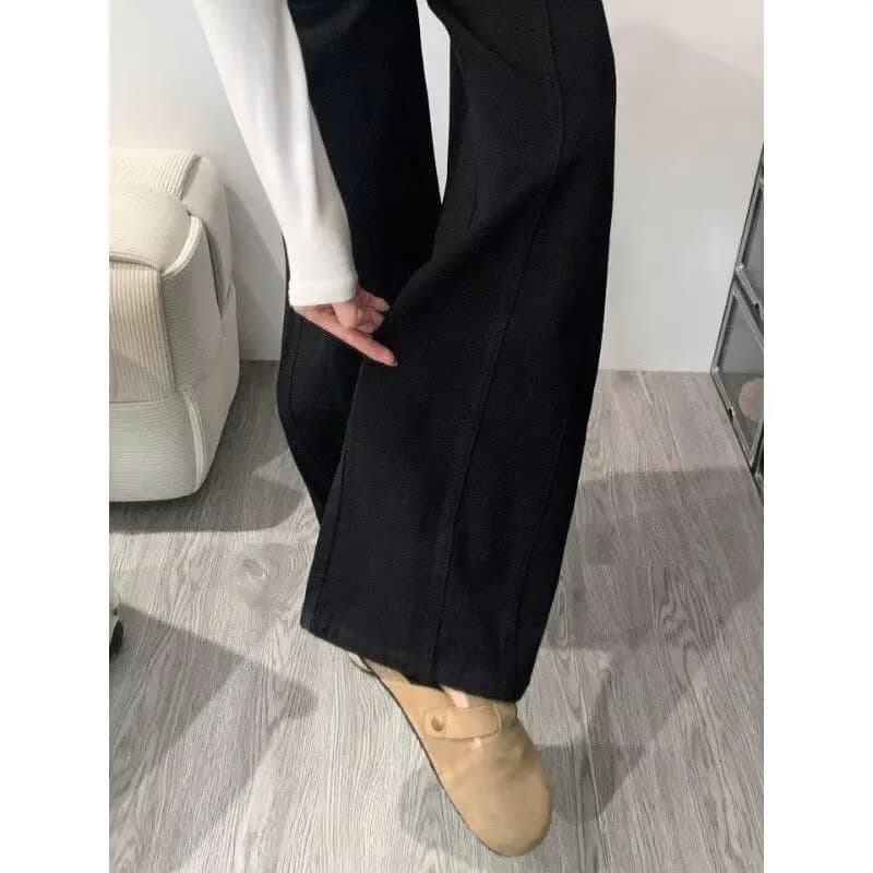 Jeans Larghi a Vita Alta da Donna, Comodi e Casual, Stile Americano, Pantaloni in Denim per Primavera e Autunno
