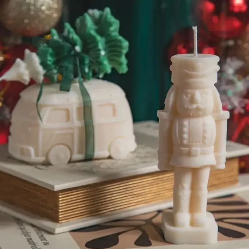 Stampo in Silicone per Candele Aromaterapiche a Forma di Albero di Natale e Autobus 3D, Strumento Fai-da-Te per Realizzare in Gesso e Resina, Decorazione Fatta a Mano per Feste