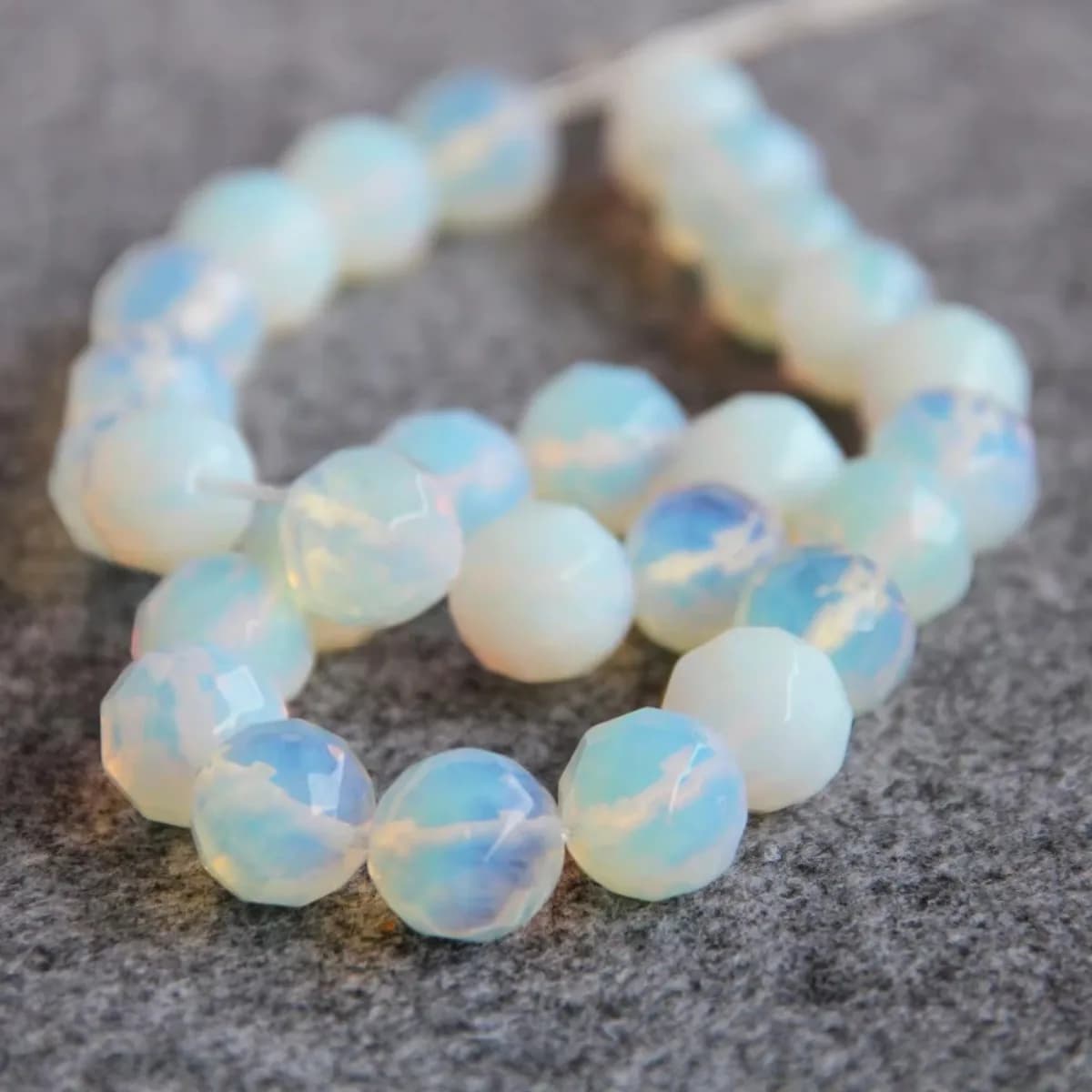 6 8 10 12 14mm White Sri Lanka Moonstone Round Faceted Opal Semi Finished Stone Jewelry Making Design Loose Beads DIY Necklace