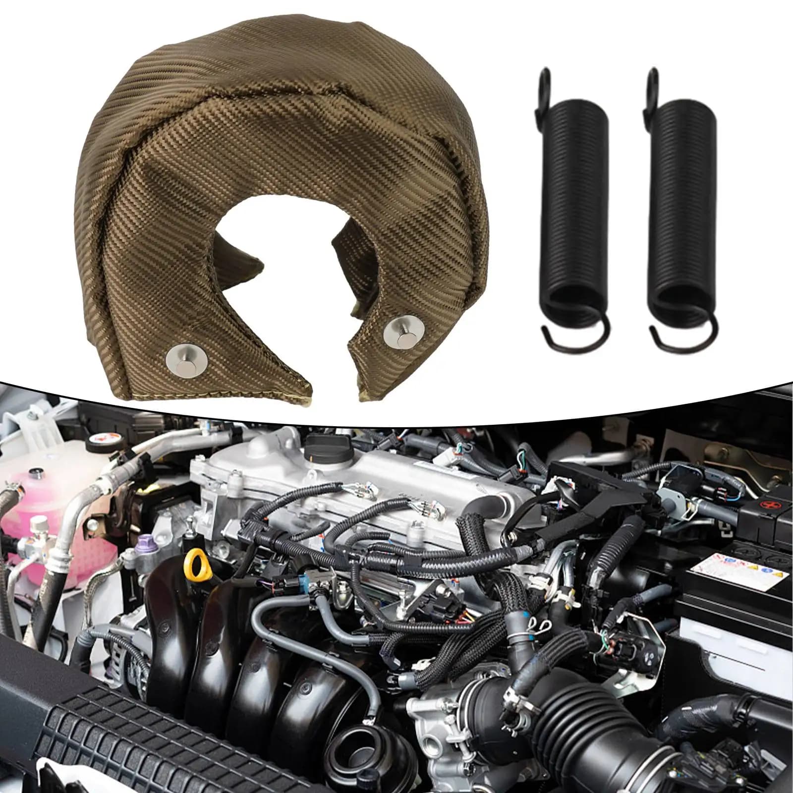 Coperta scudo termico per Turbo realizzata in fibra di vetro con valutazione termica di 1000 gradi Celsius per proteggere il motore dal calore eccesso