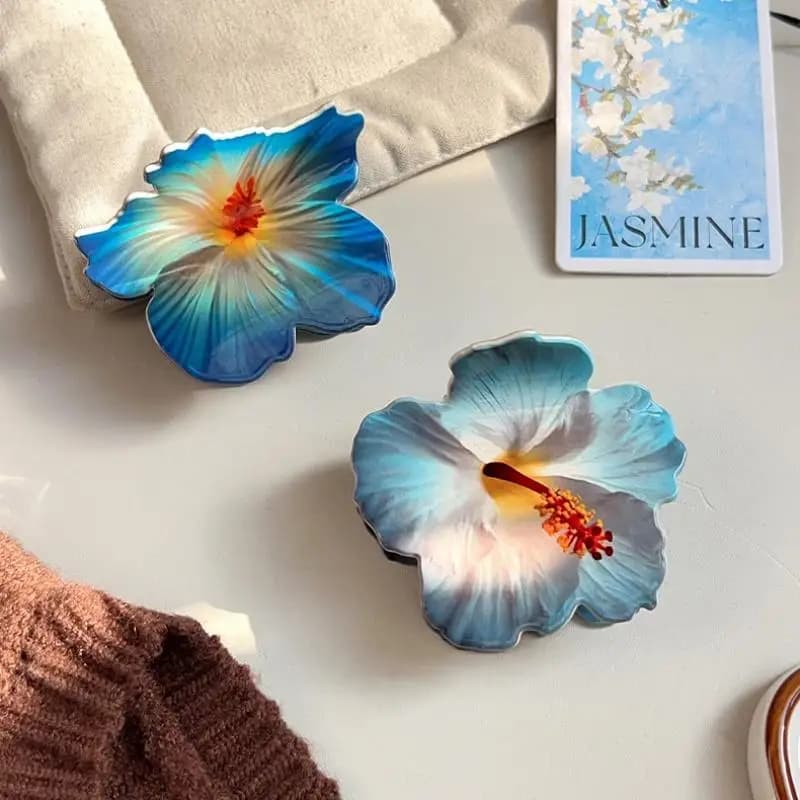 Hibiscus Flower Hair Claw Acrylic Clip for Women Girls Summer Vacation Hold for Daily Use and Party Decorations